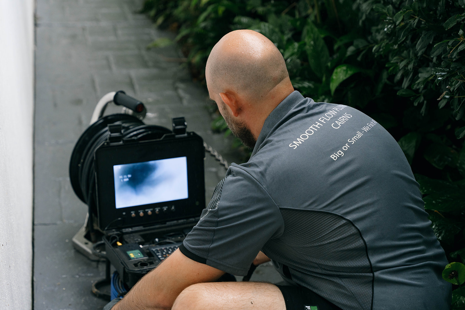 Reading the CCTV drain camera screen