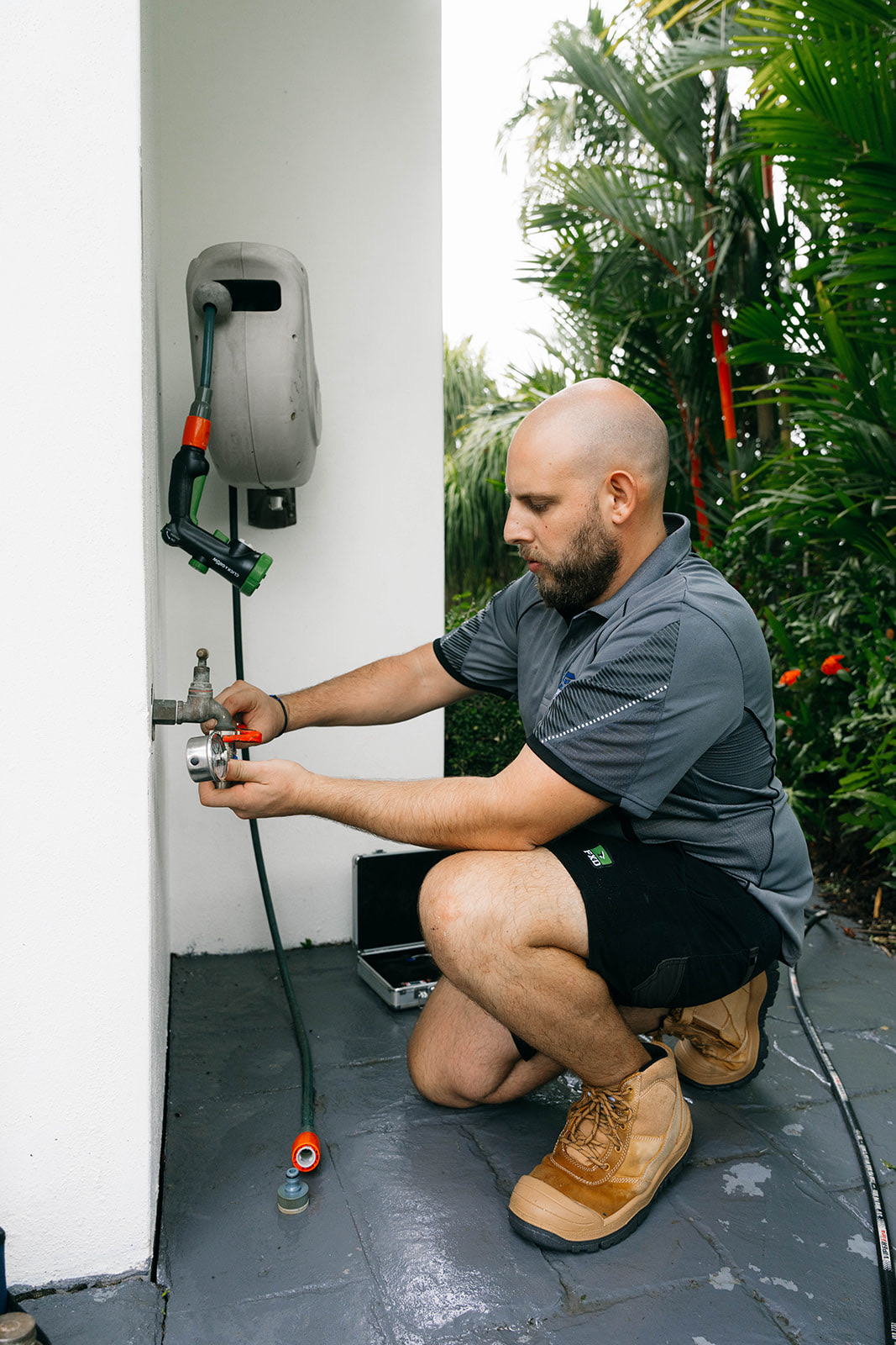 Leak repair at an outdoor water meter